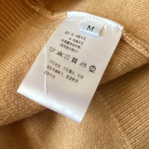 Vintage Beige Cashmere Yak Cardigan Sweater Embroidered Long Sleeve Wool Women M - Picture 7 of 9